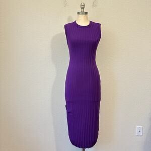 COTTON CITIZEN Capri Cut Out Tank Dress Purple Ribbed Knit Bodycon